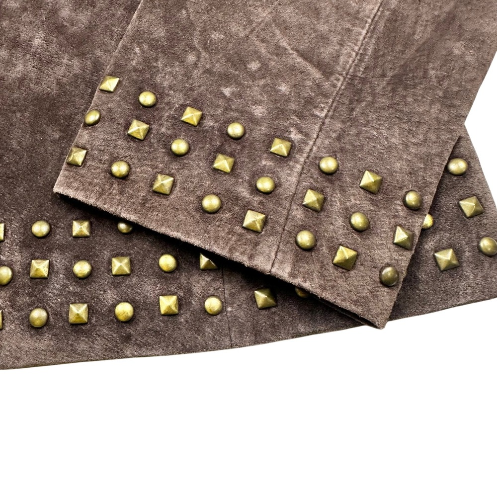 Brown Genuine Suede Studded Jacket Petite Small Statement Jacket‎ - Picture 12 of 16